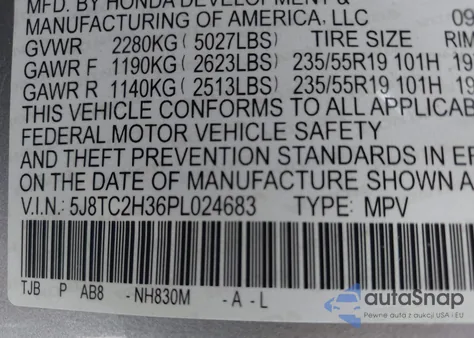 2023 Acura Rdx Standard из США, поврежденный, VIN 5J8TC2H36PL024683